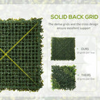 Artificial faux grass wall panel with solid green grid backing and cross pattern