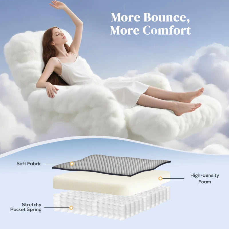 Light grey recliner seat cushion with high-density foam and stretch pocket spring