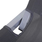 Close-up of light grey mesh sun lounger cushion edge and stitching