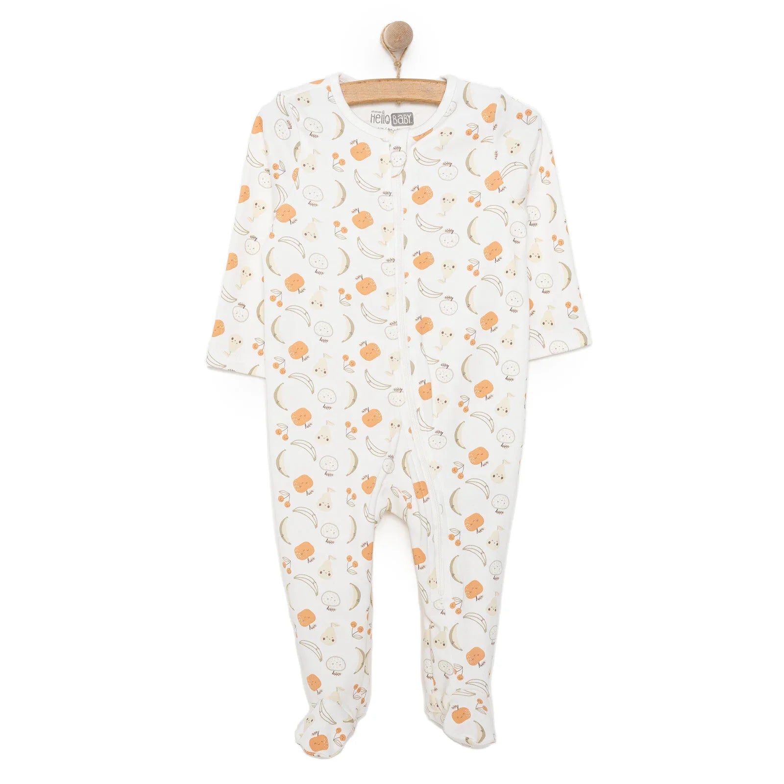 HelloBaby Newborn Girl Organic Footed Jumpsuit - Ecru