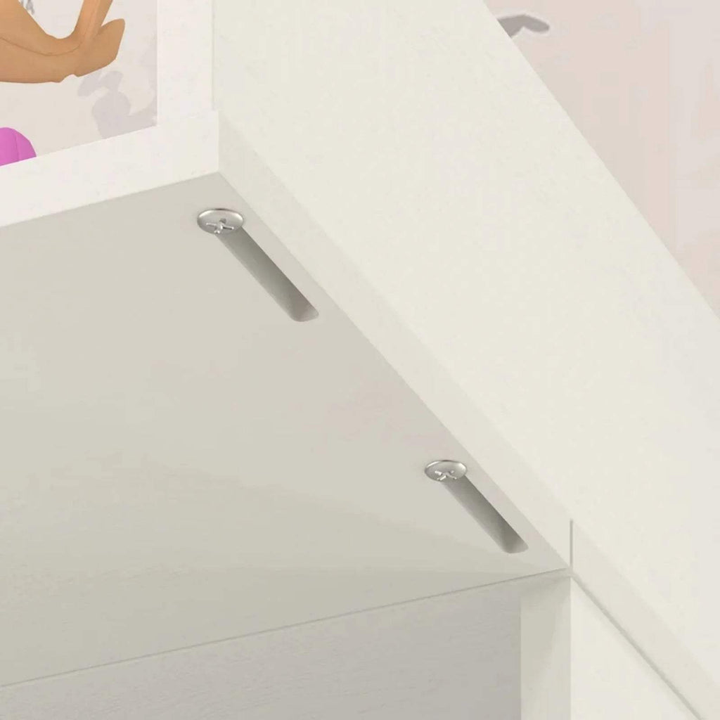White changing top panel with two silver metal handles and smooth edges