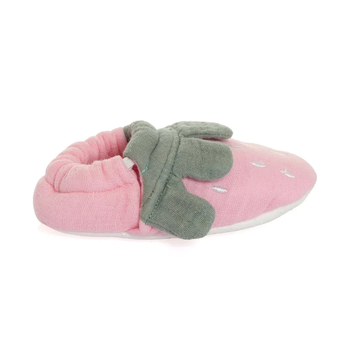 HelloBaby girls pink baby bootie with green leaf detail