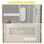 Clear shoe storage box base with ventilation holes and fragrance stick holder.