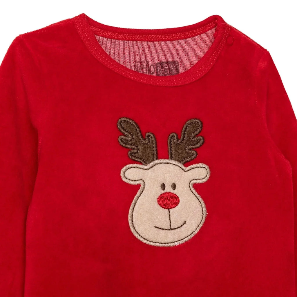 HelloBaby Girls Long Sleeve Bodysuit Christmas with Poppers Crew Neck Long Sleeve - Red