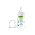 Narrow-neck anti-colic baby bottle with green valve, clear nipple, 60 ml