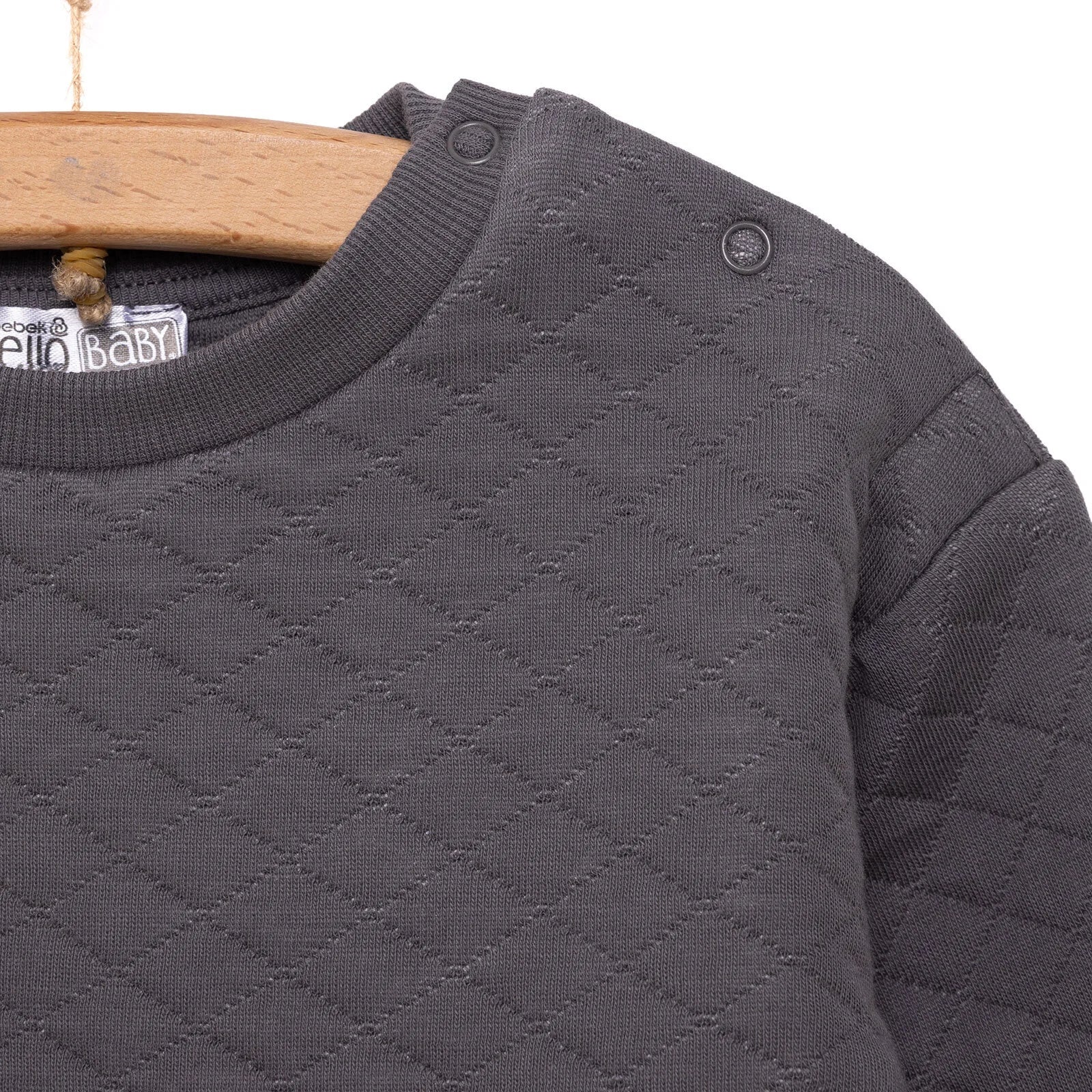 HelloBaby Newborn Quilted Sweatshirt-Footed Bottom - Charcoal
