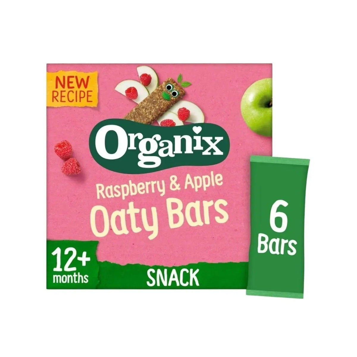 Organix raspberry & apple oaty bars snack pack, 6 bars