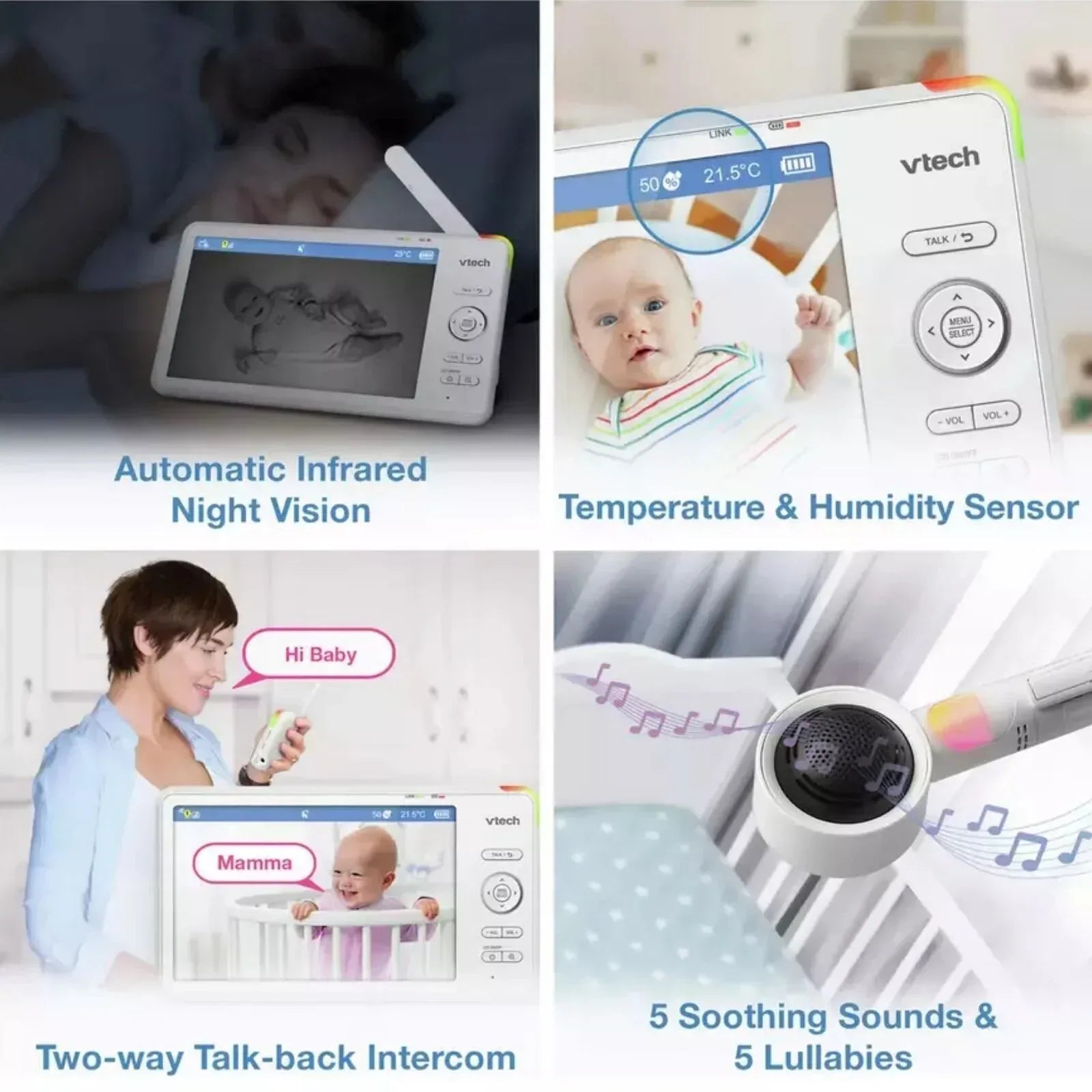 VTech RM7787 HD 7" Over-the-Cot Wi-Fi Baby Monitor - Bobobiy