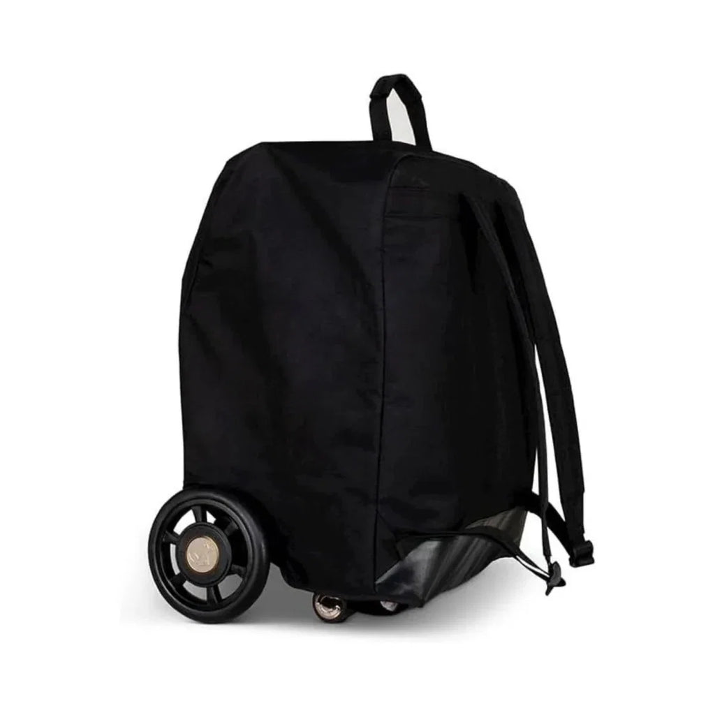 Black stroller bag side view with Cosatto logo, carry strap, and wheel base