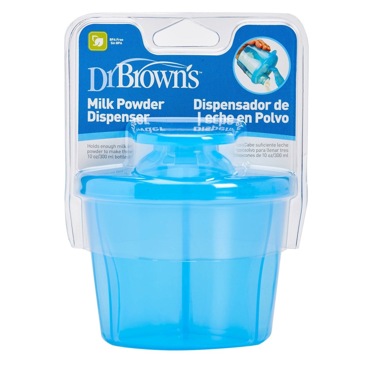 Dr. Brown's blue milk powder dispenser in retail packaging