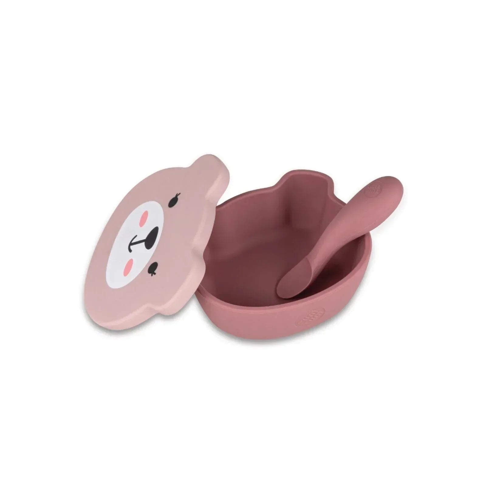 TUM TUM Silicone Weaning Bowl & Spoon Set Betsy Bear - Pink - Bobobiy