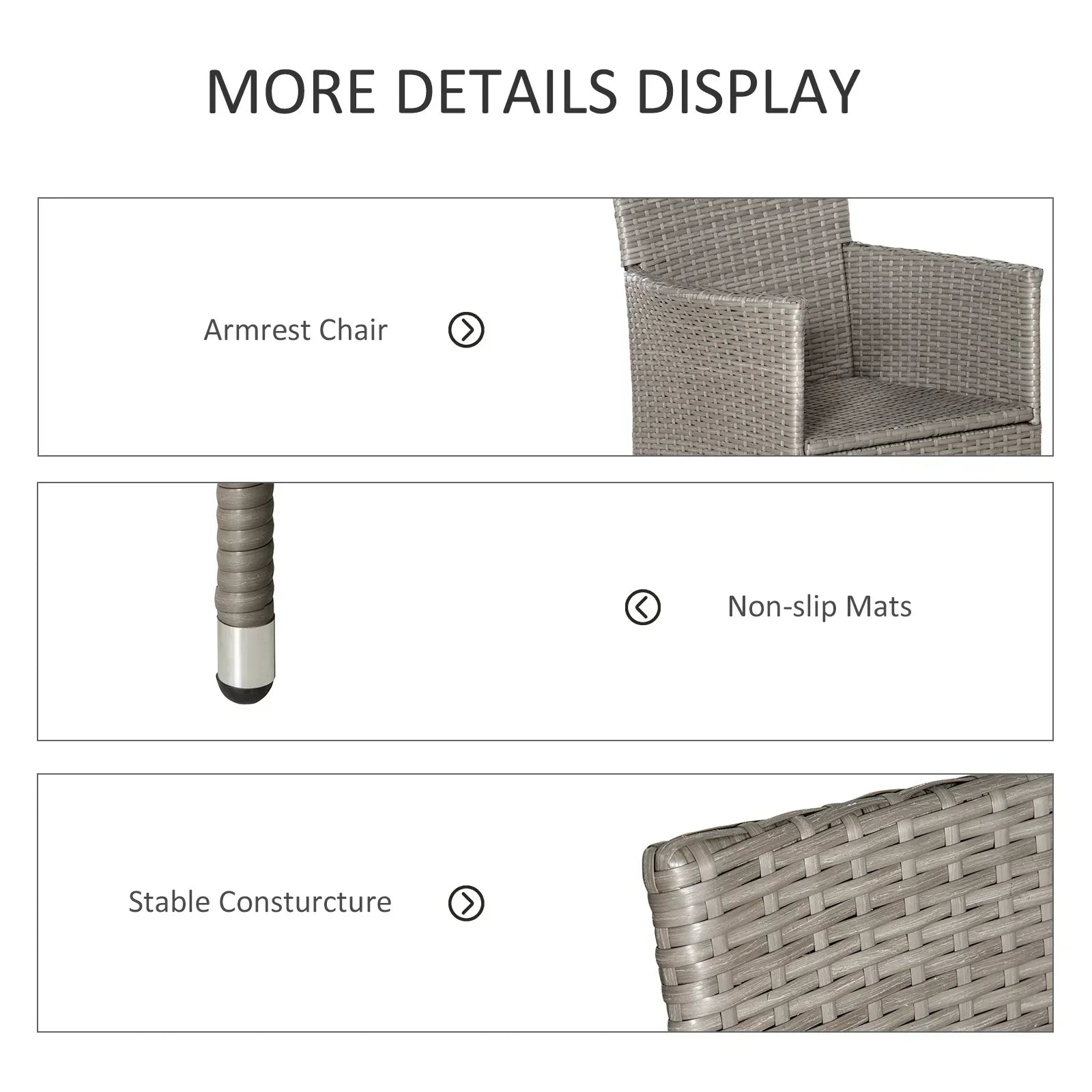 Set of Four Rattan Armchairs, with Cushions - Grey - Bobobiy