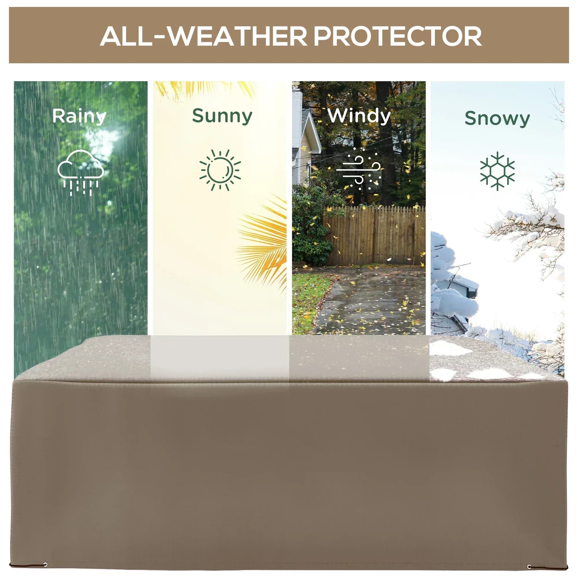 600D Oxford Patio Garden Furniture Dining Table Chair Set Cover Water Protector Waterproof Anti-UV – Beige - Bobobiy