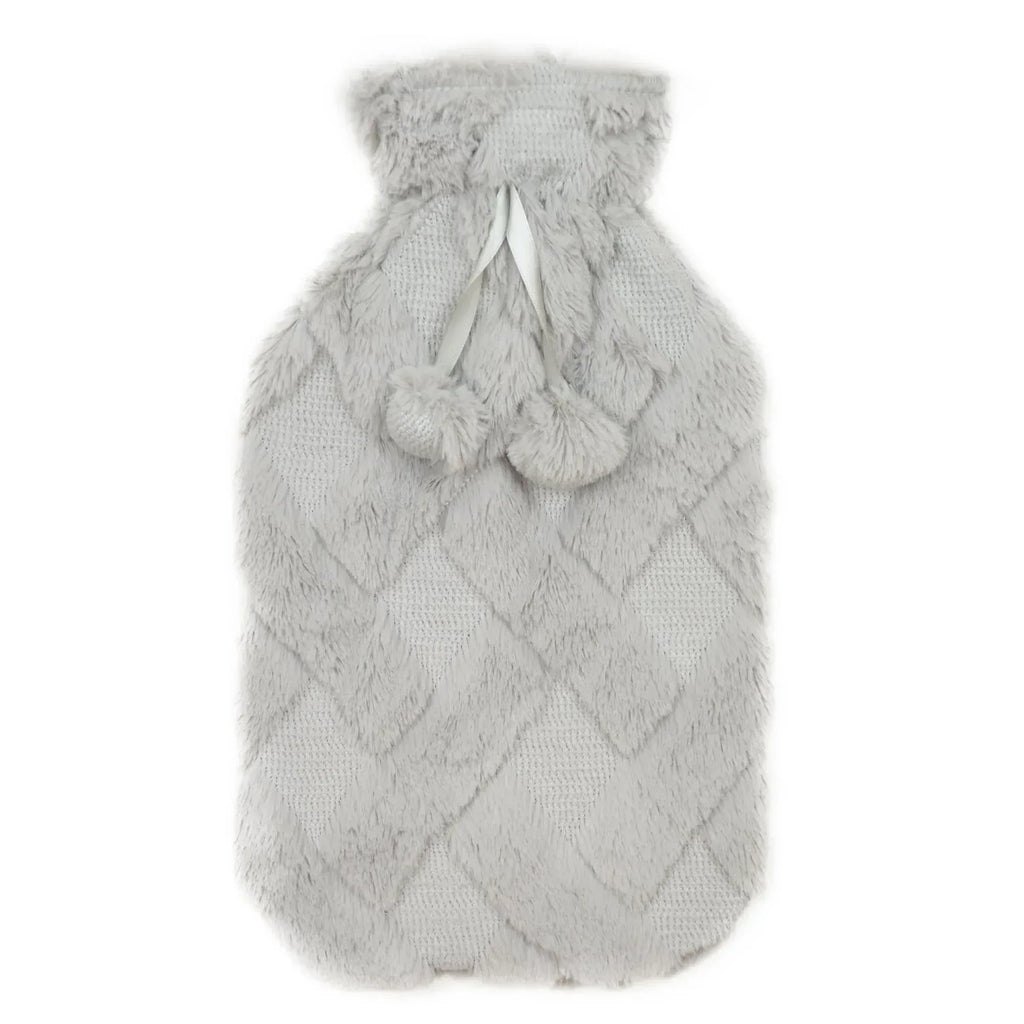 diamond-fleece-plush-hot-water-bottle-2l-with-pom-poms-for-ultimate-warmth-and-comfort-natural-rubber-uk-safe-tested-ideal-gift-for-adults-kids-by-olivia-rocco-grey-hot-water-bottle-6 - Bobobiy