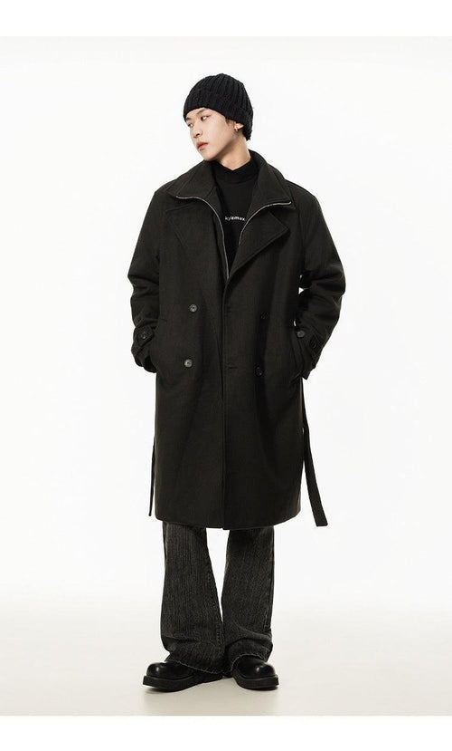 Double Breasted Men's Over the Knee Trench Coat
