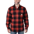 Carhartt 105939 Relaxed Fit Heavyweight Flannel Sherpa-Lined Shirt Jac Red Ochre XL - Bobobiy
