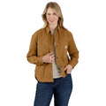 Carhartt women's duck overshirt in Carhartt Brown, button-front with chest pockets