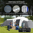 Portable tunnel tent with carrying bag, ground stakes, and guy ropes included