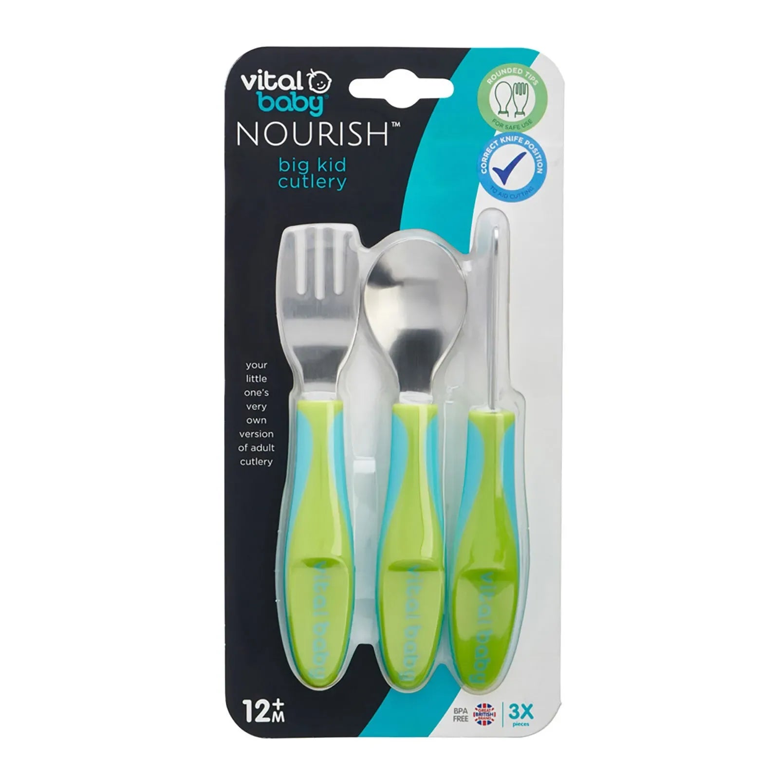 Vital Baby Nourish Big Kid Cutlery 12+ months Pack of 3 - Pop - Bobobiy