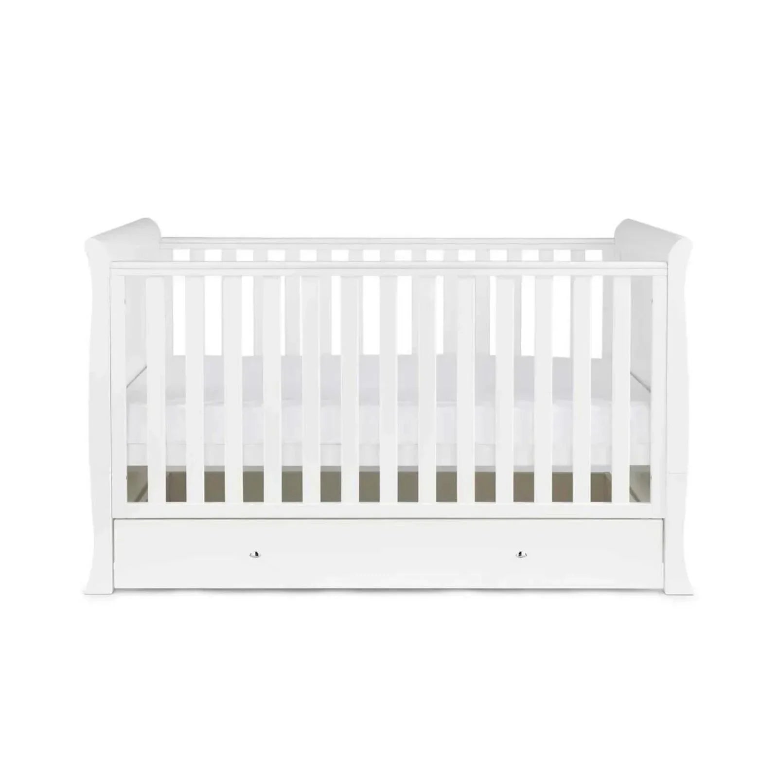 Ickle Bubba Snowdon Classic Cot Bed White - Premium Pocket Sprung Mattress - Bobobiy