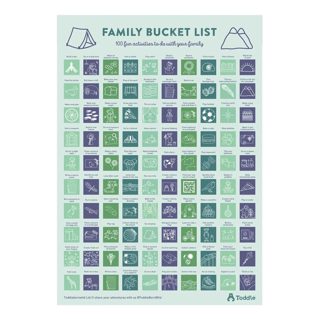 Toddle born Wild A2 Bucket List Poster - Scandi Design