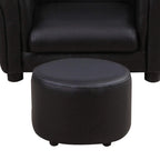 Black kids armchair with round footstool under seat