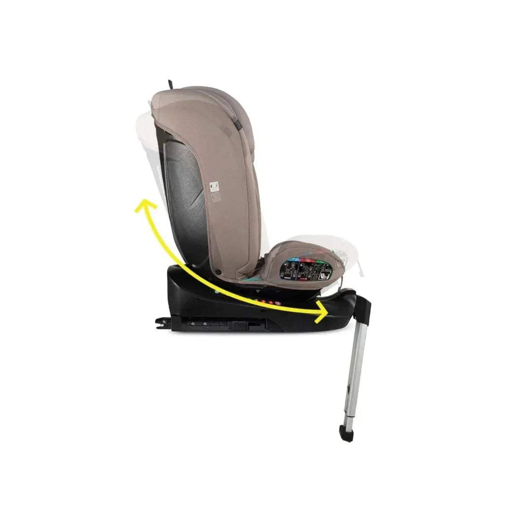 360° swivel group 0-1-2-3 car seat, taupe and black with recline headrest