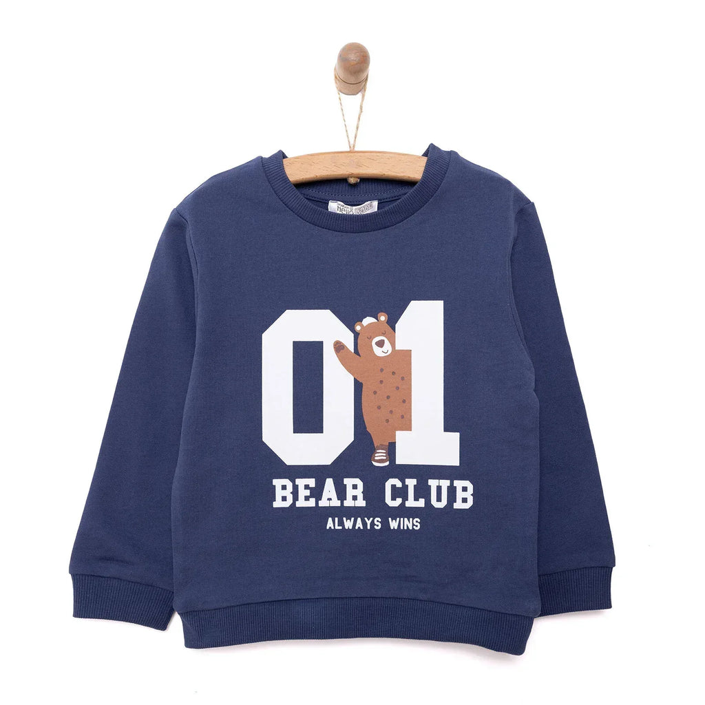 HelloBaby Basic Low Raised Lion Printed Sweatshirt - Navy Blue - Bobobiy