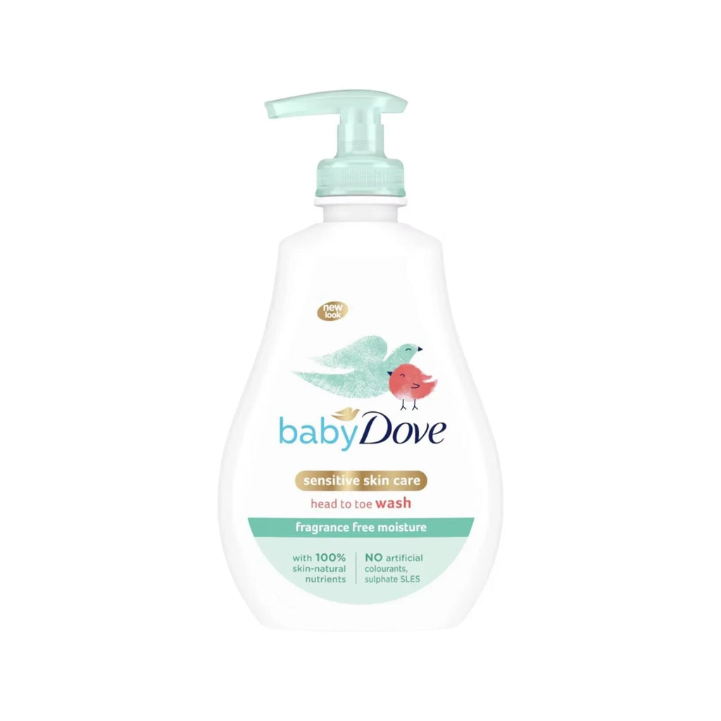 babyDove head-to-toe wash bottle with pump, fragrance-free sensitive skin, 400 ml
