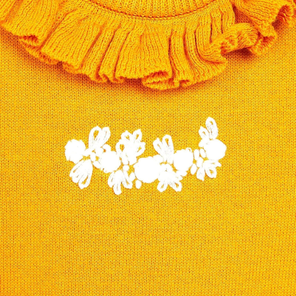 HelloBaby Newborn Knit Ruffled Jumpsuit - Mustard