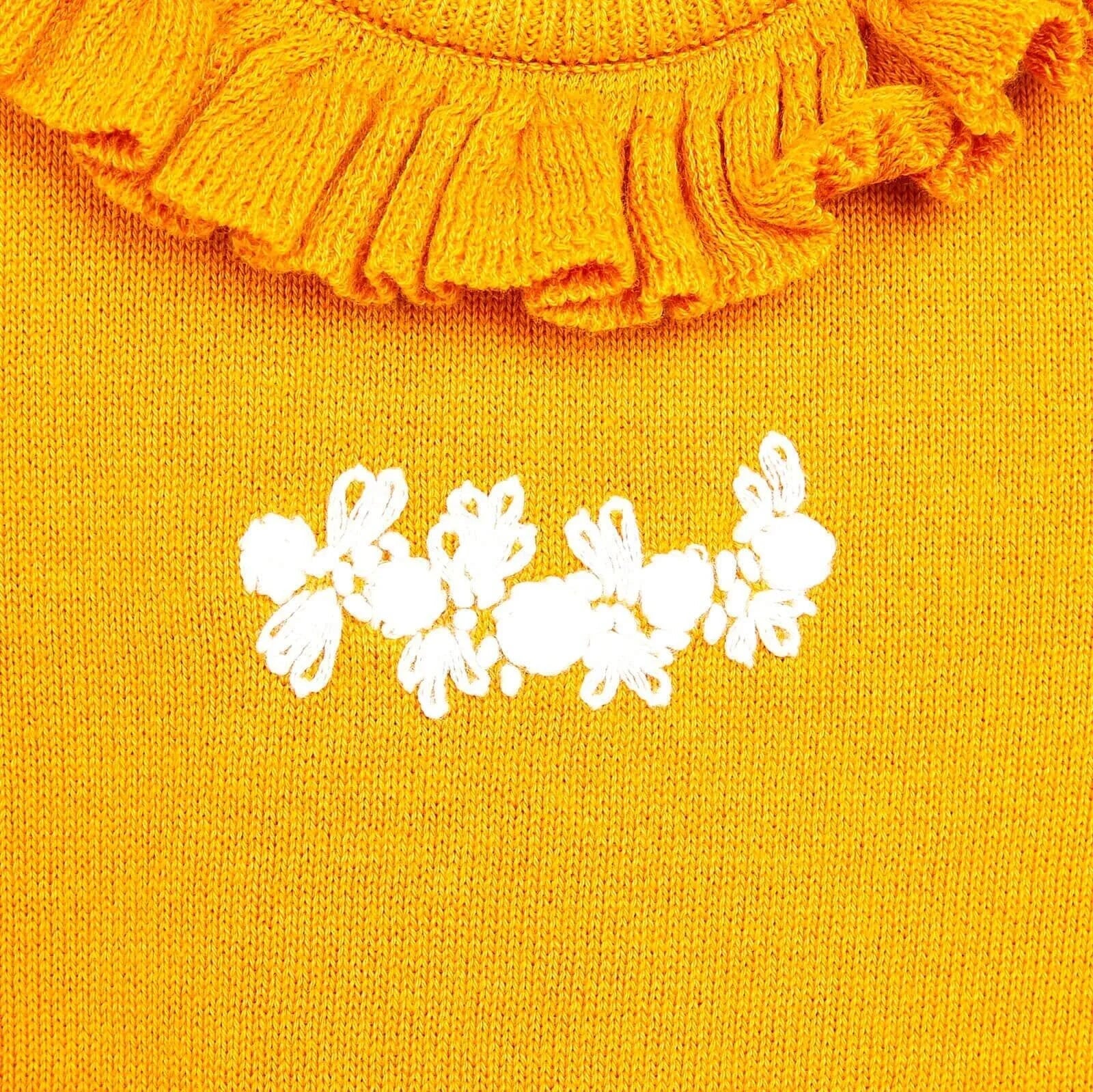 HelloBaby Newborn Knit Ruffled Jumpsuit - Mustard