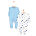 HelloBaby Newborn Boy 2 Piece Footed Jumpsuit - Blue