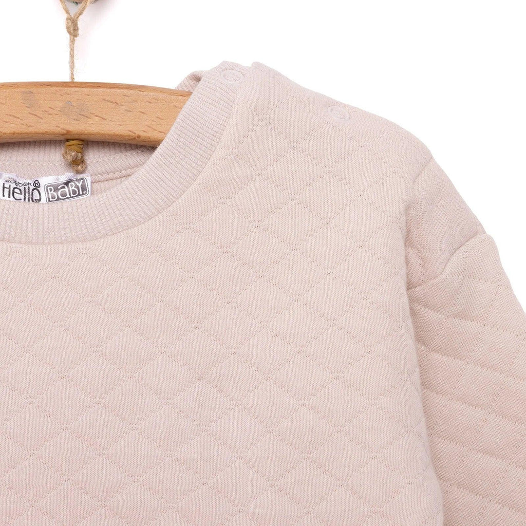 HelloBaby Newborn Quilted Sweatshirt-Footed Bottom - Grey - Bobobiy