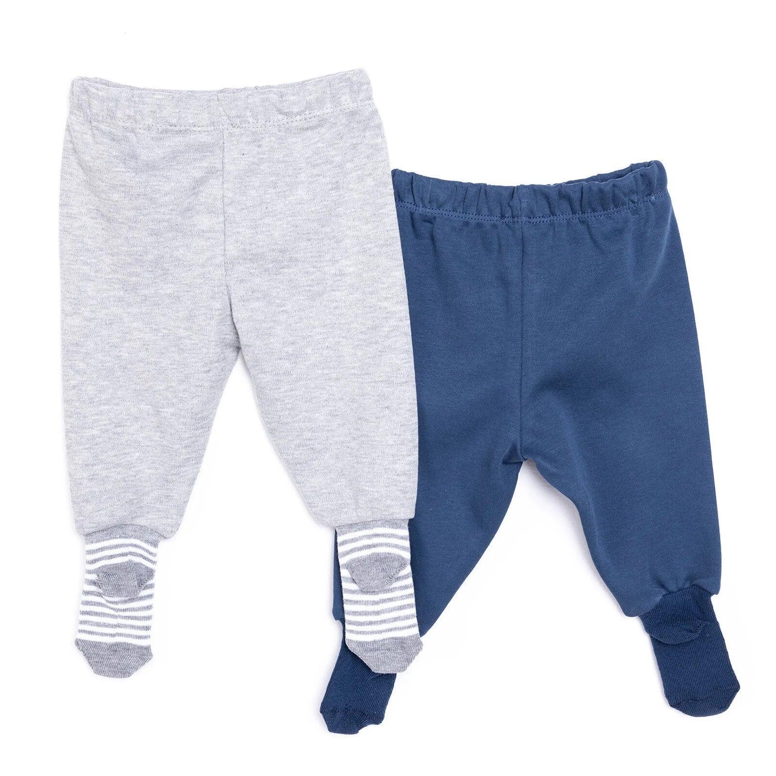 HelloBaby Unisex Footed Bottom 2 pcs - Navy Blue - Bobobiy