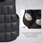 Black weighted vest close-up of a removable weight pocket under front padding