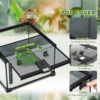 Black mesh-wire terrarium top cover with pull-out design and feeding port