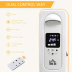 White oil-filled radiator heater with digital display and included remote control