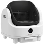 White automatic cat litter tray with black open top and PawHut logo on front panel.