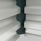Steel planter box corner joint detail with slotted ends and visible bolts
