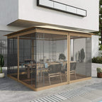 Gazebo sidewall replacement mesh netting with zippered panels for screened privacy