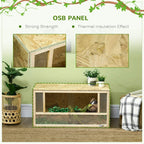 Reptile terrarium with OSB wood panels and perforated mesh ventilation front