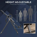Height-adjustable foldable gravity inversion table with blue padded backrest and ankle rests
