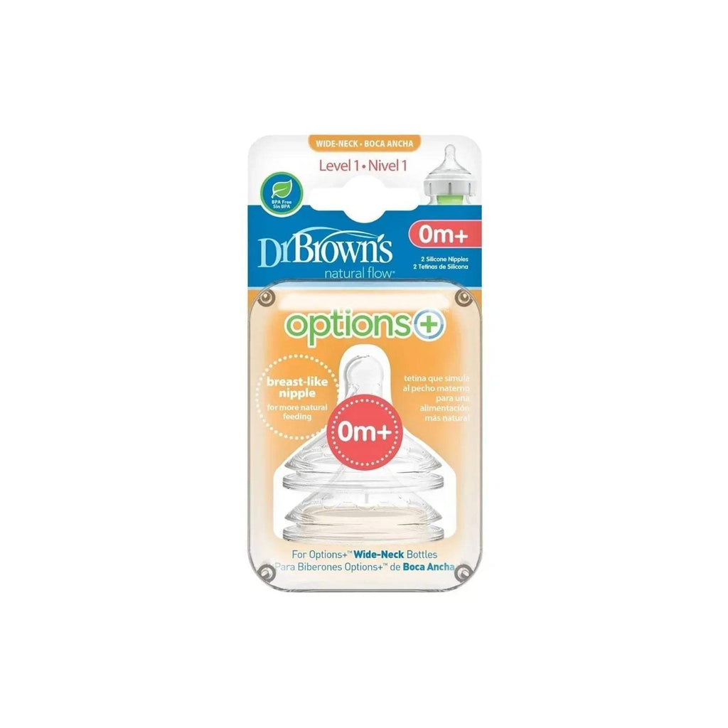 Dr. Brown's Options+ wide-neck baby bottle teats, Level 1 (0+ months)