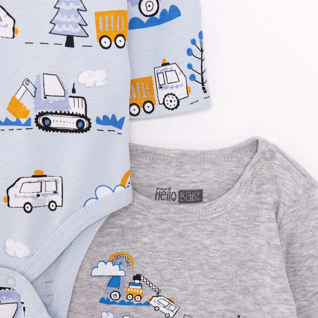 HelloBaby Boy 2-Pack Long Sleeve Bodysuit - Blue