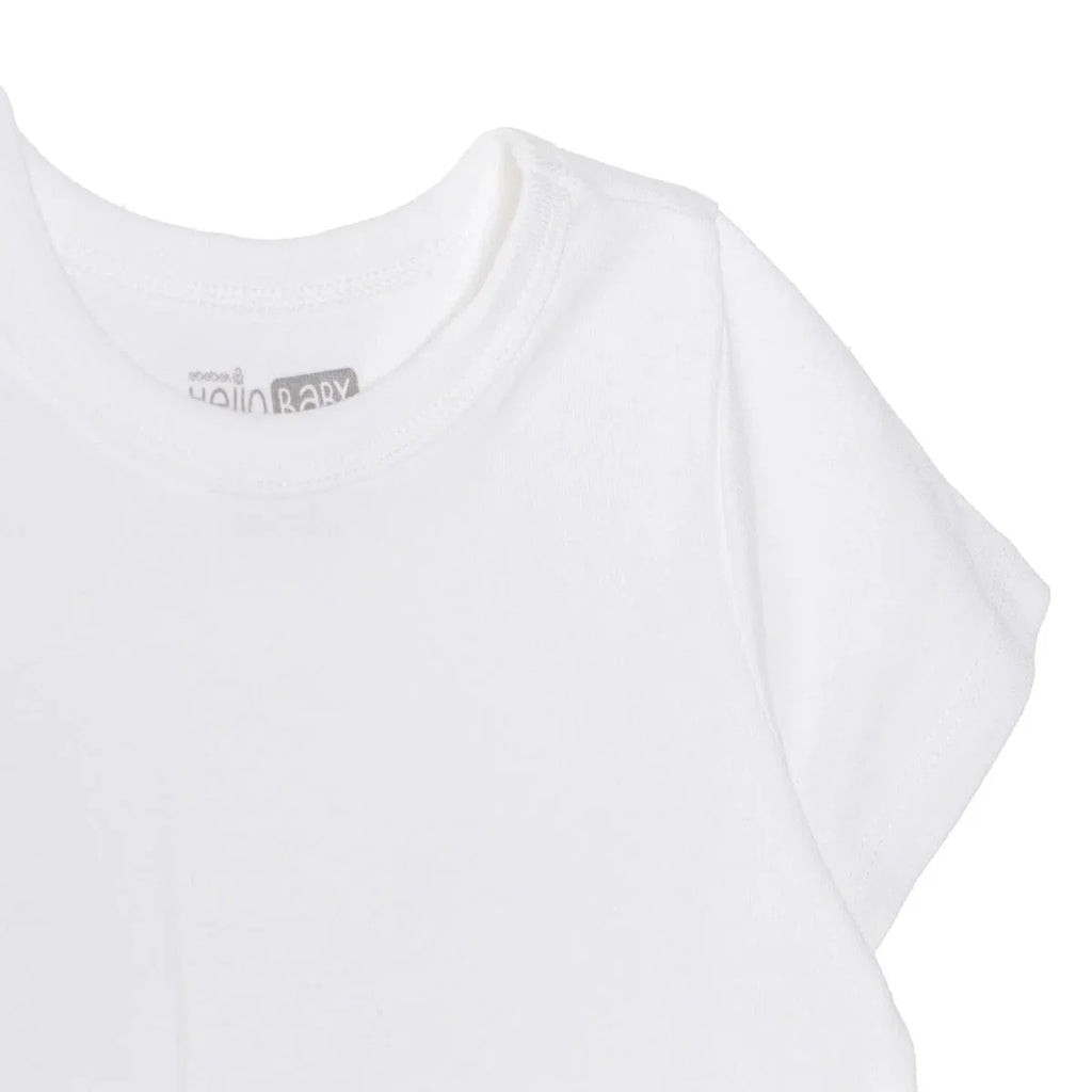 White crew-neck short-sleeve unisex undershirt with neck label