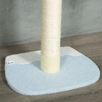 Round plush-covered base with cream sisal post for a floor-to-ceiling cat tree.