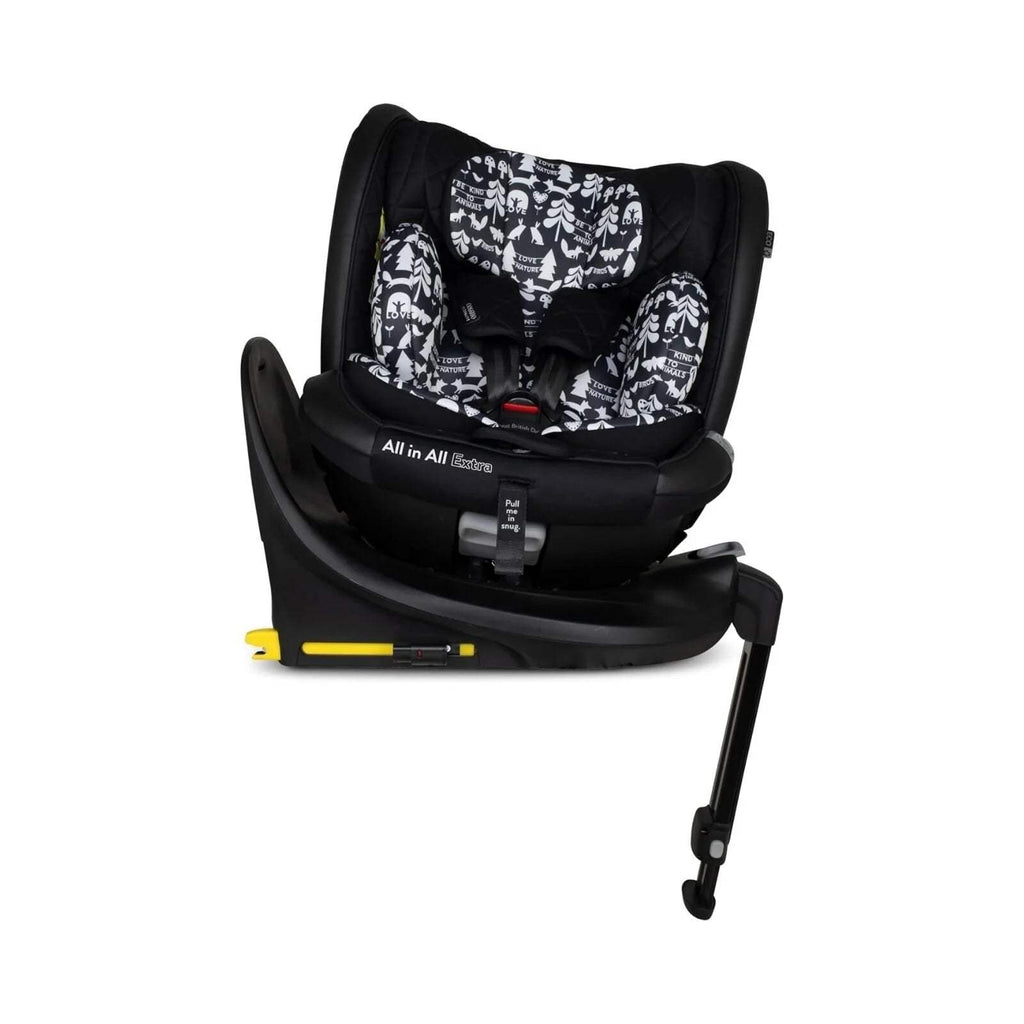 Cosatto all-in-all extra i-Size 360 car seat in black with animal print inner padding