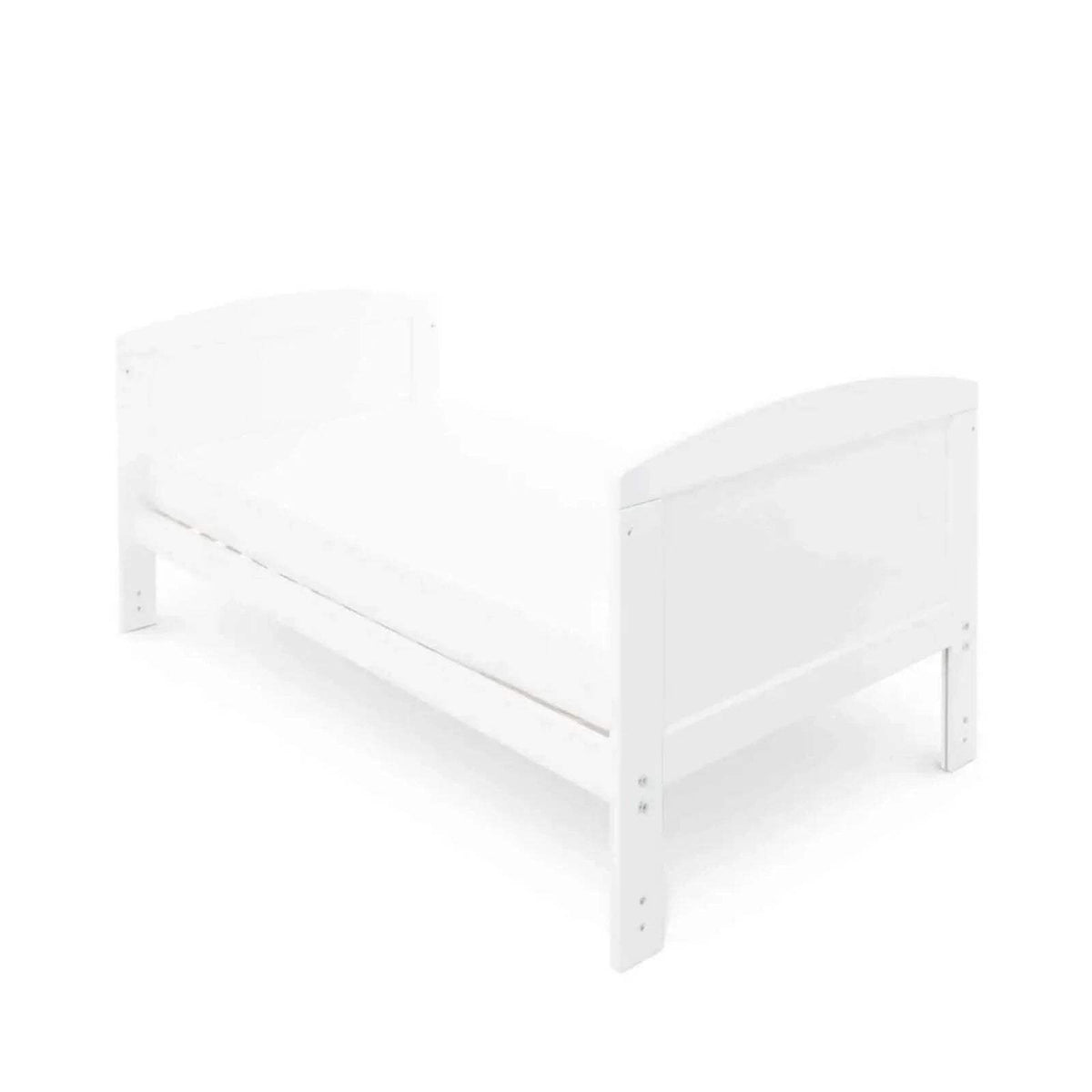 White cot bed frame with slatted end panels