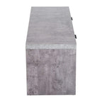 Grey concrete-look TV cabinet side view with flat tabletop and side handle