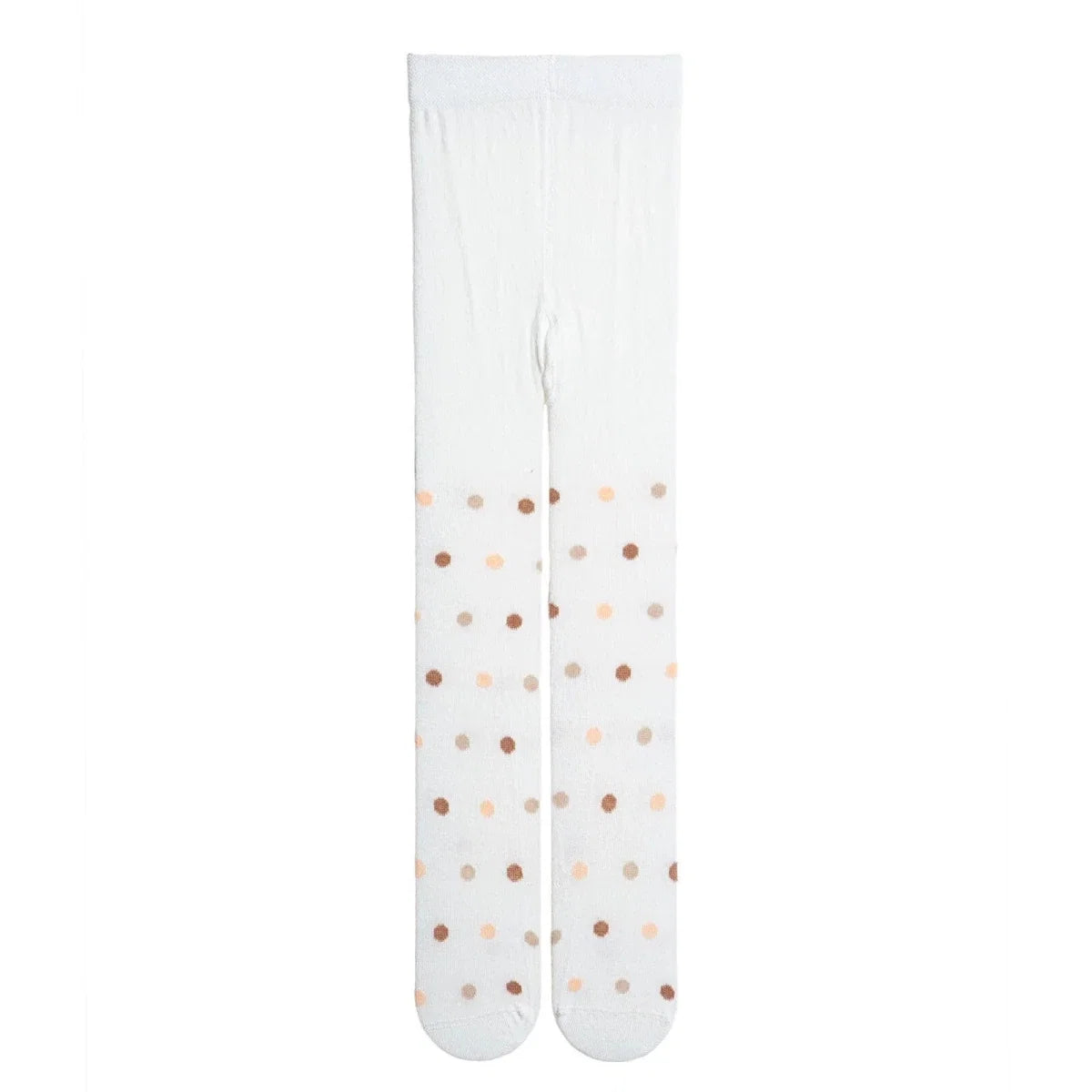 Girls polka dot tights in light fabric with beige and brown dot pattern